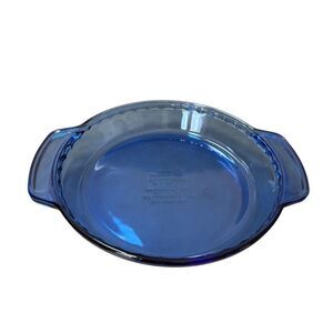 Anchor Hocking VTG Cobalt Blue Glass deep Pie Dish 9” 1qt with Handles